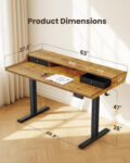 CHITOOMA 63&Prime x 28&Prime Electric Standing Desk with Drawers, Height Adjustable Gaming Desk with Monitor Stand & Storage