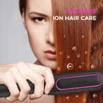 Goolioo Hair Straightener Brush, Ionic Hair Straightening Comb, Anti-Scald, Ceramic Coating, Black