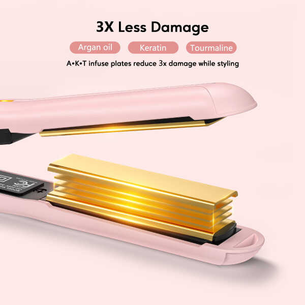 Terviiix 1/2'' Travel Hair Straightener for Heat Adjustable, Mini Portable Ceramic Flat Iron, Black