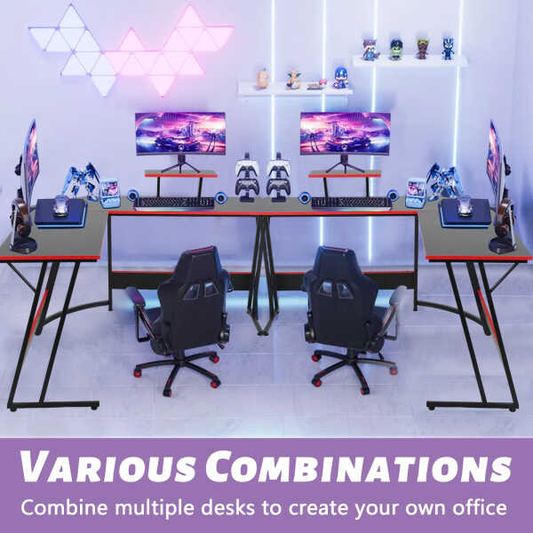 YRLLENSDAN L Shaped Computer Desk, Corner Desk Gaming Table Computer Desk L Shaped Desks Gaming Desks with Large Desktop for