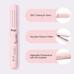 L'ange Hair Le Duo Grande 360&deg Airflow Styler | 2-in-1 Curling Wand & Titanium Flat Iron Hair Straightener (Black)
