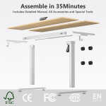 VVENACE Electric Standing Desk Height Adjustable Desk 48 x 24 inch 4 Memory Height Stand up Desk for Home Office, White