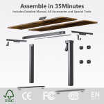 VVENACE Electric Standing Desk Height Adjustable Desk 48 x 24 inch 4 Memory Height Stand up Desk for Home Office, White