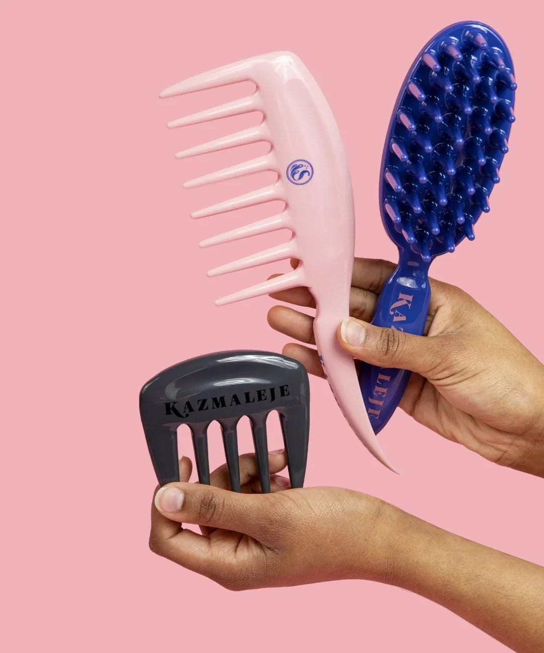 KAZMALEJE Kurls Plus Wide Tooth Hair Comb, Rose