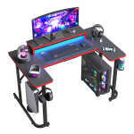 Bestier 51 inch Gaming Desk with LED Lights, U-Shaped Computer Desk with Monitor Stand, Hooks and Cup Holder, Home Office Desk,