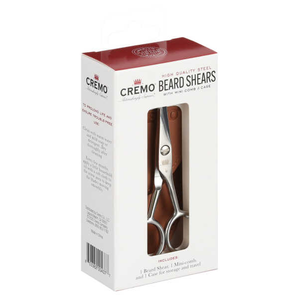 Cremo Men's Beard Shears, Perfect for Mustache & Beard Trimming, Brown, All Hair Types, 1 Ct
