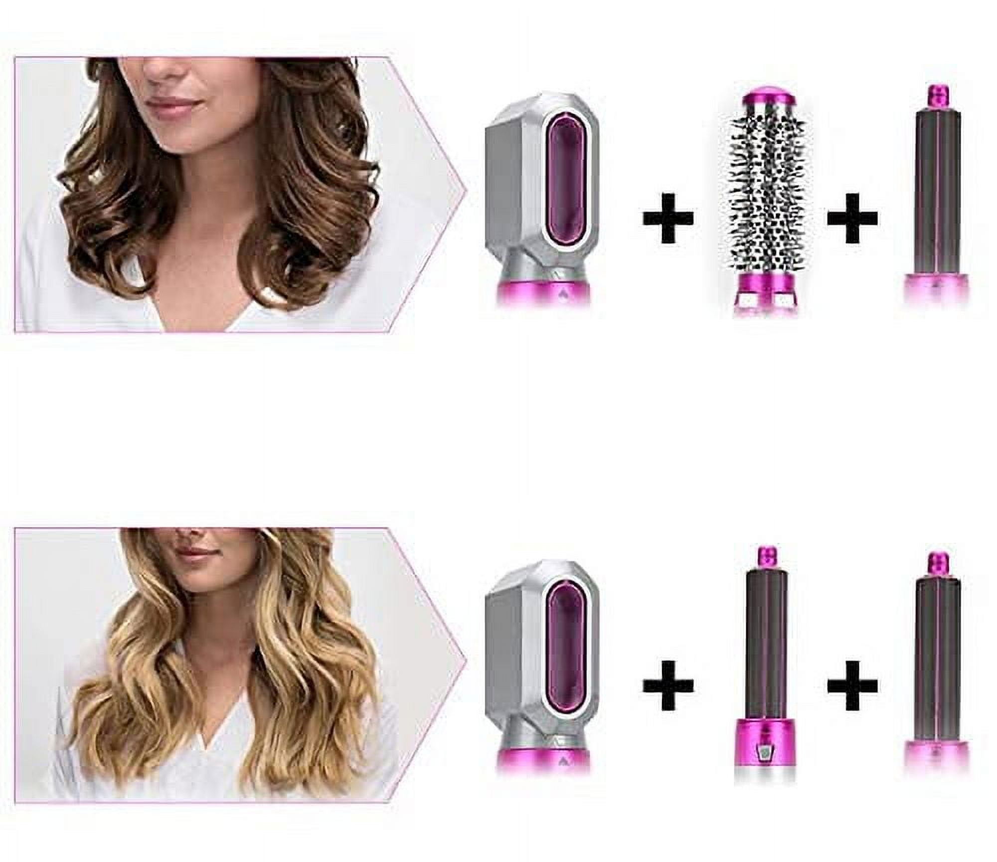 5-in-1 Electric Hair Dryer Brush - Negative Hair Styler with Detachable Brush Heads - Blow Dryer Brush for Straightening and