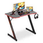YRLLENSDAN Gaming Collection Z-Shaped Desk with Headphone Hook and Adjustable Feet, Blue