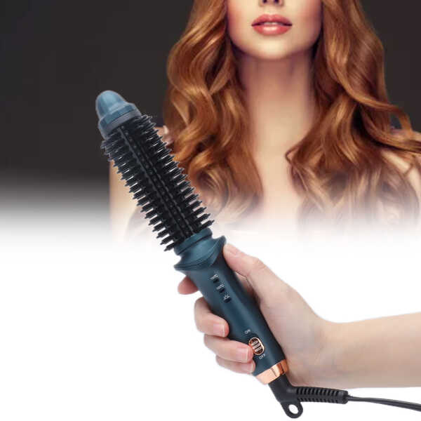 LYUMO 2-in-1 Hair Curling Brush and Straightener Hot Curler Brush Dual Purpose Electric Hair Brush for Straight and Curly Hair