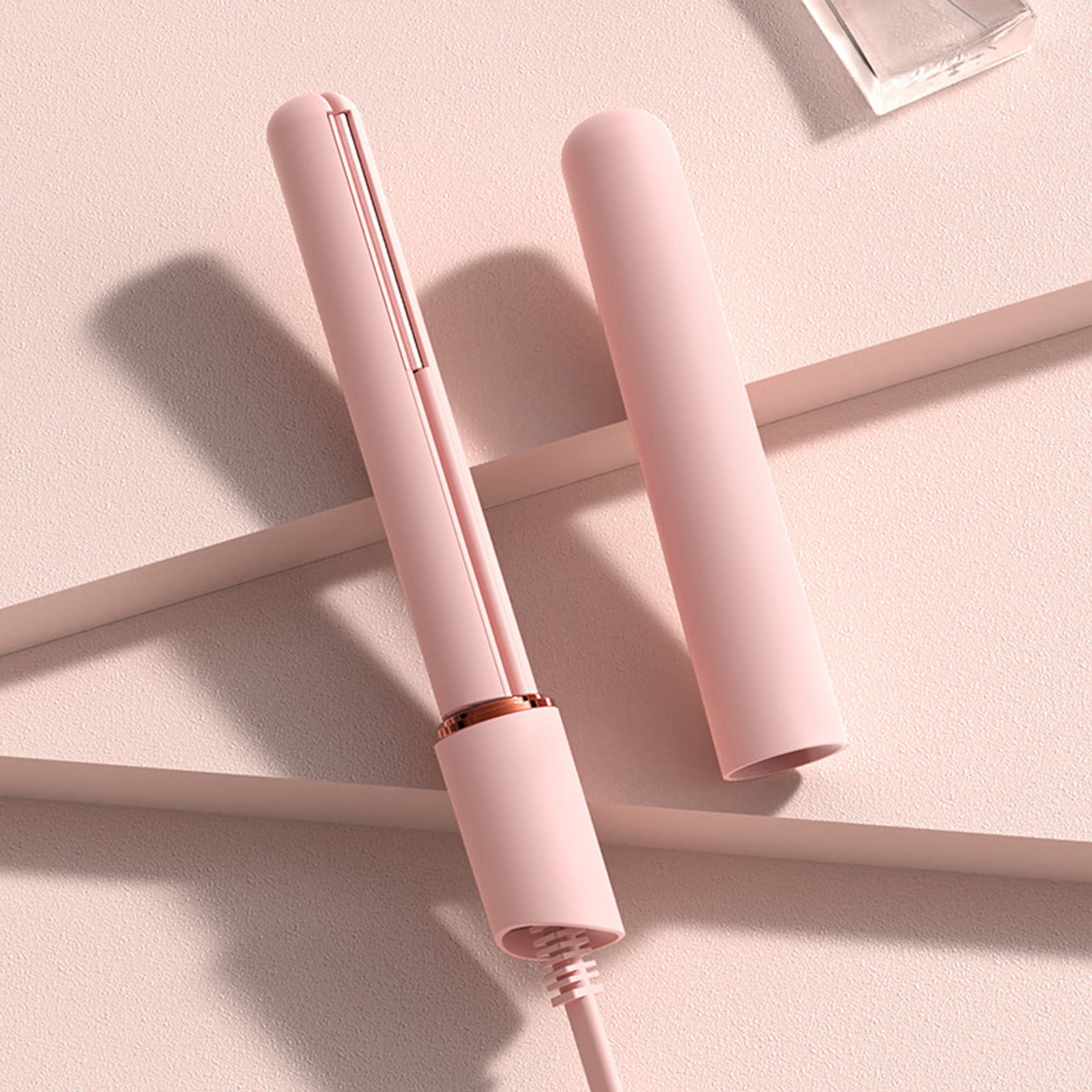 Slhenay Mini Curling Iron for Short Hair, Travel Curling Iron, Small Curling Wand, Hair Curling Iron Heat-Up Fast, Pink Portable