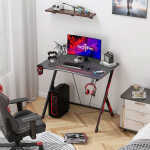 MOTPK 31 Inch Space Saving Carbon Fiber Computer PC Gaming Desk, Black