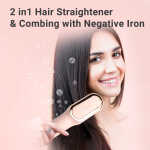 KIPOZI Hair Straightener Brush, Cordless Hair Straightener Brush Portable Hot Comb Straightener, USB Rechargeable & 3 Temp