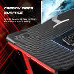 Homall 44 Inches Z-Shaped Gaming Desk Carbon Fiber Surface Desk with Cup Holder & Headphone Hook, Black