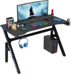 BestOffice Home Office Desk with Cup Holder and Headphone Hook, Blue