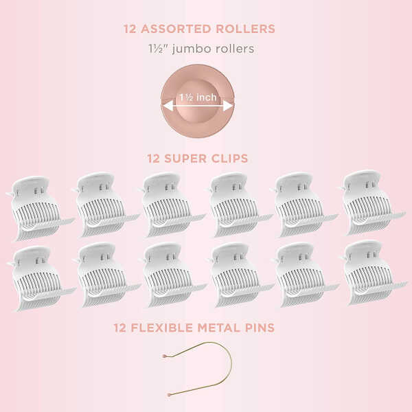 Conair Big Curls and Waves Jumbo Ceramic Hot Rollers with Bonus: Super Clips Included CHV12XN