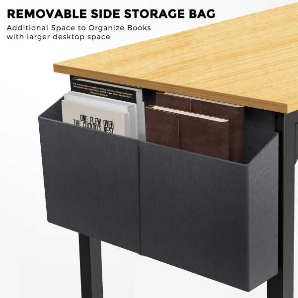 CONCETTA Computer Desk, 31 Inch with Storage Bag and Iron Hooks for Home, Office, Black