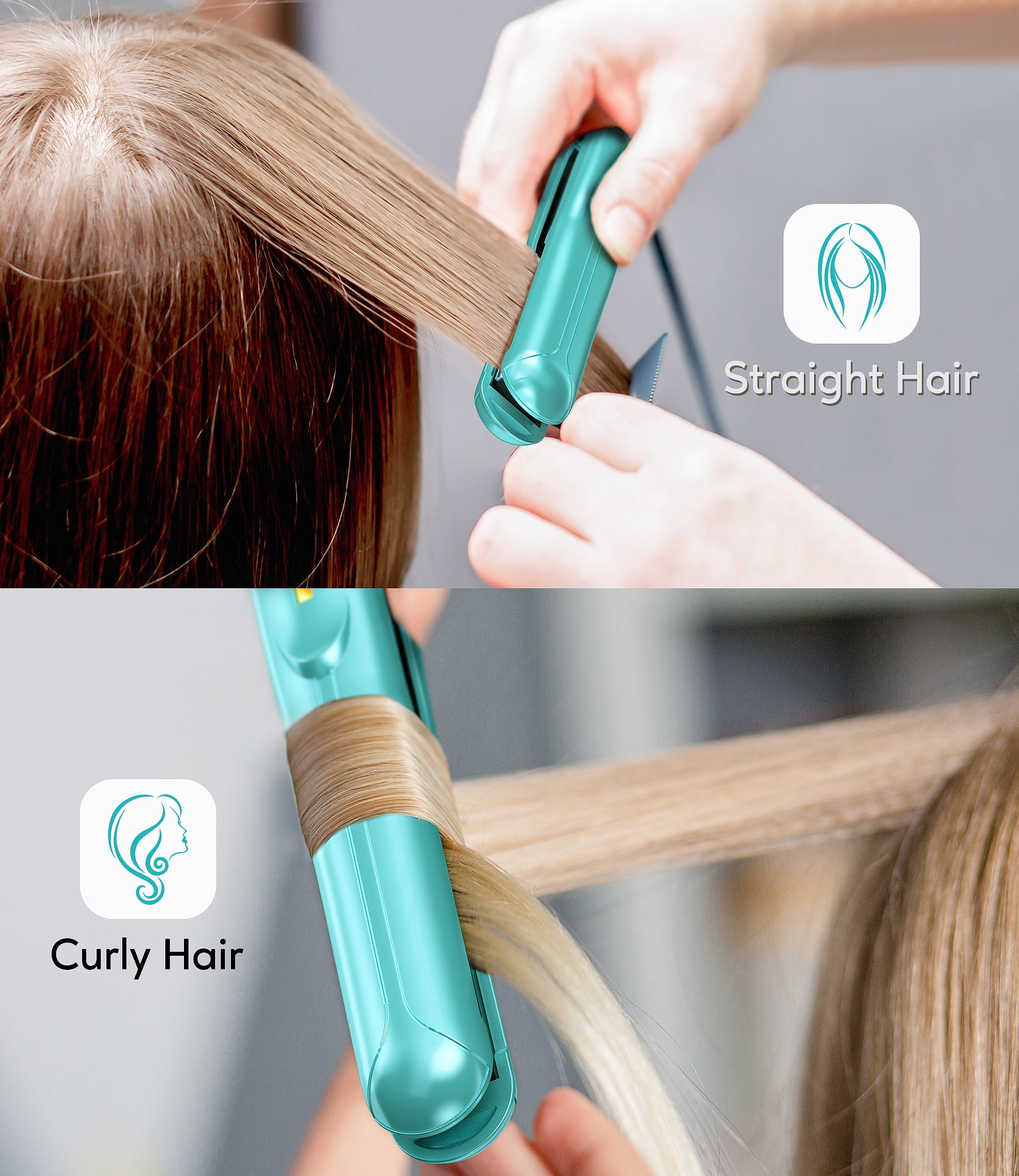 Terviiix Mini Flat Iron for Travel, 1/2'' Small Portable Hair Straightener for Hair Styling, Blue