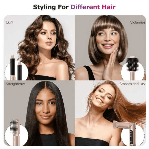 RACCOMB 5-in-1 Hair Styler, Air Styling & Drying System, Powerful Hair Dryer Brush & Multi-Styler with Auto-Wrap Curlers, Oval