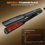 FETERVIC 1.57 Inch Ceramic Hair Straightener, Dual Voltage Flat Iron with 3D Floating Titanium Plates, LCD Display, 60-Min Auto