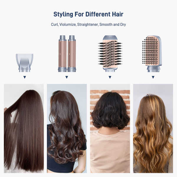 RACCOMB 5-in-1 Hair Styler, Air Styling & Drying System, Powerful Hair Dryer Brush & Multi-Styler with Auto-Wrap Curlers, Oval
