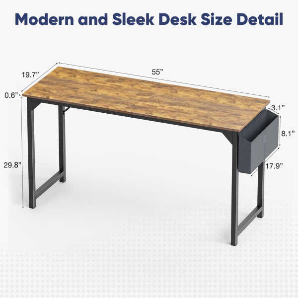 CONCETTA Computer Desk, 31 Inch with Storage Bag and Iron Hooks for Home, Office, Black