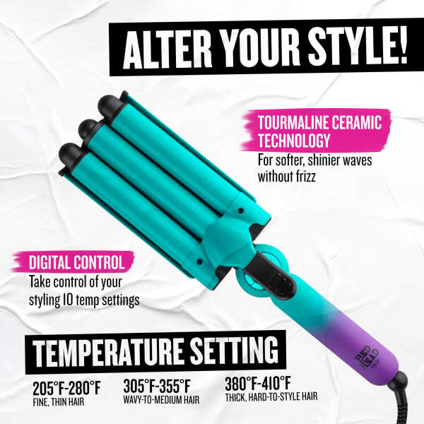 Bed Head Wave Affair Jumbo 3 Barrel Ceramic Hair Waver, Ambre