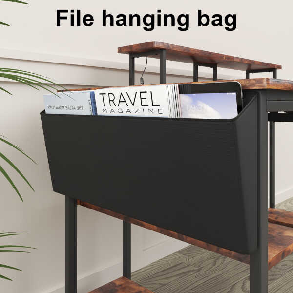53" Gaming Desk with LED Lights & Power Outlets, Modern Computer Desk with Monitor Stand & Storage Sheves for Home Office, Black
