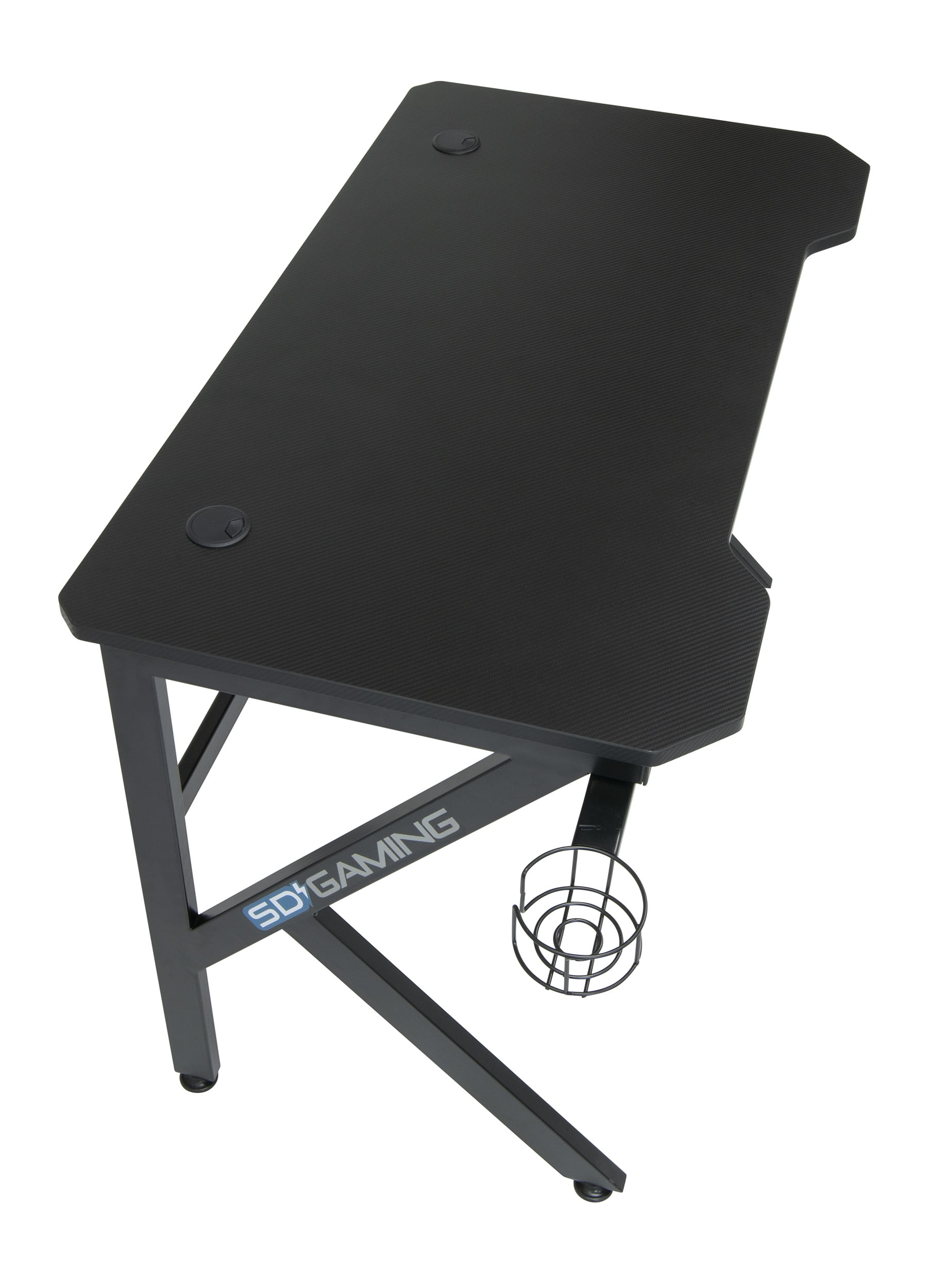 Studio Designs Saga Black Metal Gaming Desk with Cup Holder
