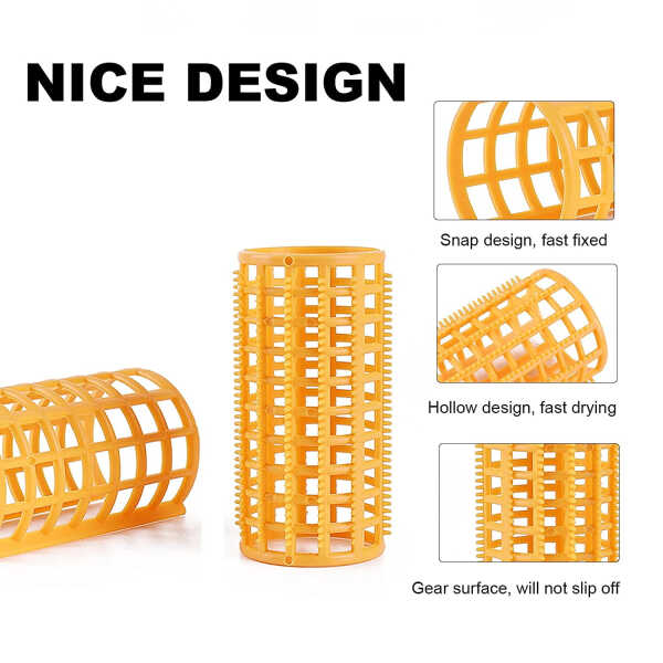 NOGIS 50 Pieces Plastic Hair Rollers Curlers Snap on Rollers Self Grip Rollers with Steel Pintail Comb, Hairdressing No Heat