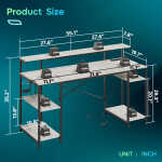 Bestier 55" Gaming Desk with LED Light & Monitor Stand Computer Desk Corner Desk for Home Office, Black Carbon Fiber
