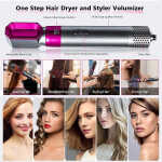 5-in-1 Electric Hair Dryer Brush - Negative Hair Styler with Detachable Brush Heads - Blow Dryer Brush for Straightening and
