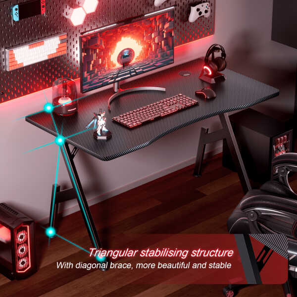 HLDIRECT 47 inch Gaming Desk, Ergonomic Gamer Table, Computer Table, Pc Workstation