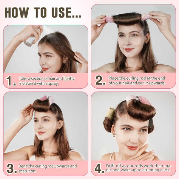 Tivlon Heatless Hair Curls, Heatless Curling Rods, No Heat - No Perm - No Damage to Hair - Overnight Curls Blowout, Heat Free