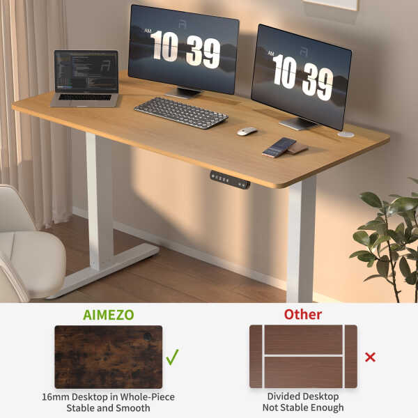 AIMEZO Electric Standing Desk, 48 x 24 inch Adjustable Height Desk with Whole-Piece Tabletop, Stand up Desk for Home Office