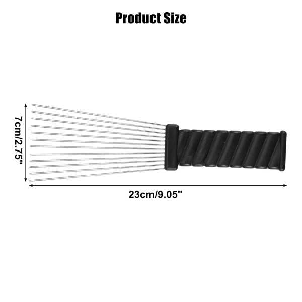 Unique Bargains 2Pcs Metal Hair Pick Afro Comb for Curly Hair Afro Picks Hairdressing Styling Tool Black 9.05"x2.75"