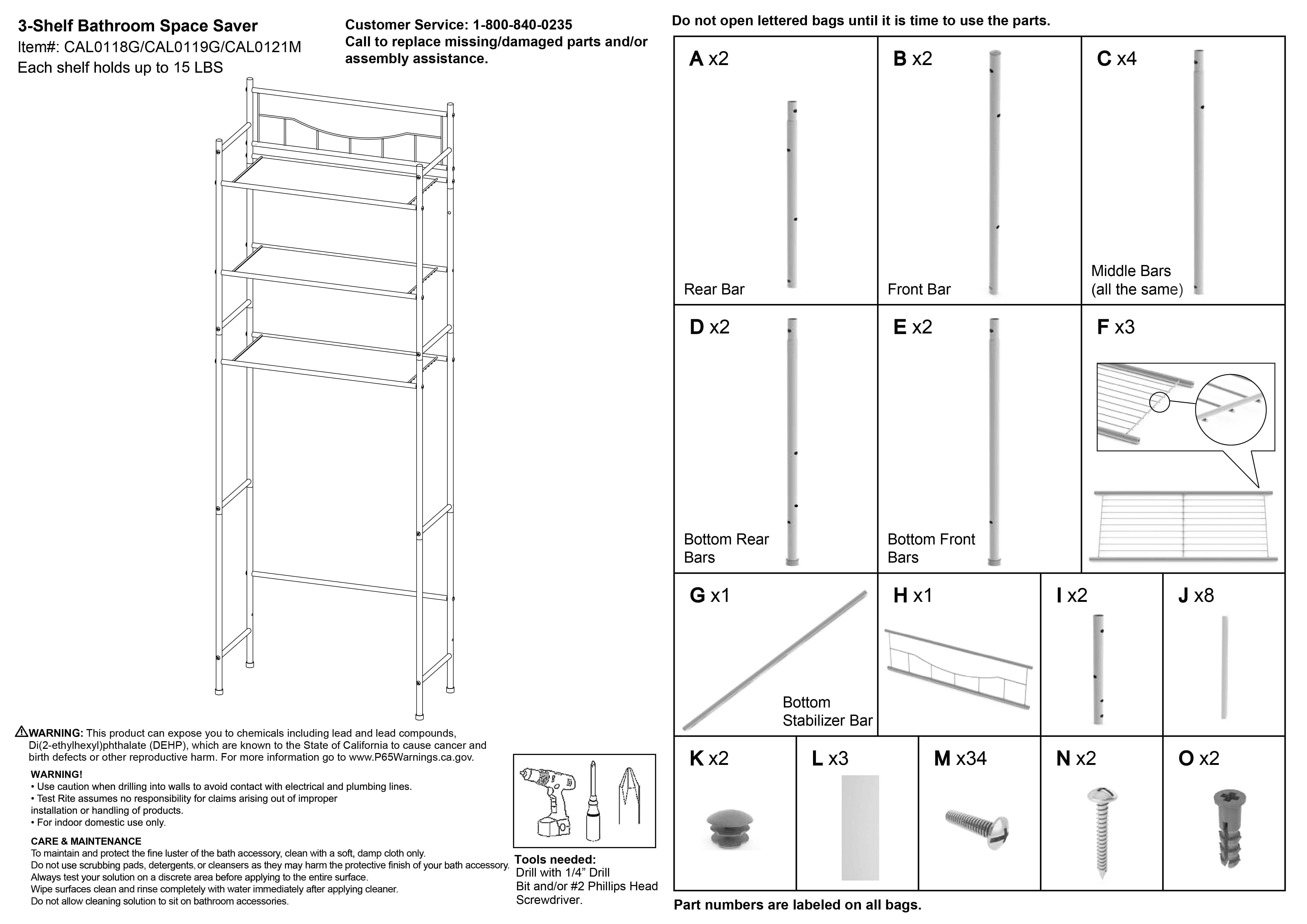 Mainstays 3-Shelf Over the Toilet Steel Freestanding Storage Shelf Unit, Silver, Holds up to 30 lb Capacity