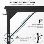 CONCETTA Computer Desk, 31 Inch with Storage Bag and Iron Hooks for Home, Office, Black