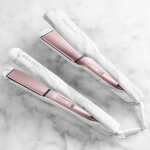 FoxyBae White Marble Rose Gold Flat Iron - Ceramic Tourmaline Technology - Hair Straightener with Negative Ions - Straightens &