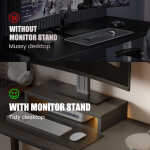GTRACING L-Shaped Gaming Desk with RGB Light and Removable Storage Stands, Black