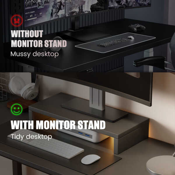 GTRACING L-Shaped Gaming Desk with RGB Light and Removable Storage Stands, Black