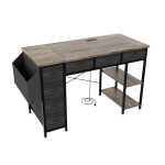 47" Computer Desk With Power Outlet,Writing Desk with 7 Fabric Drawers,Vanity table Drawers and Large Side Pocket,Rustic Brown