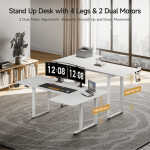 63x43 Inches L Shaped Standing Desk, Electric L Stand Up Desk with 4 Legs, Adjustable Height from 28-46 Inches for Home and