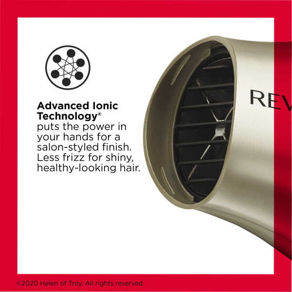 Revlon 1875W Folding Handle Ionic Travel Hair Dryer, Black and Gold