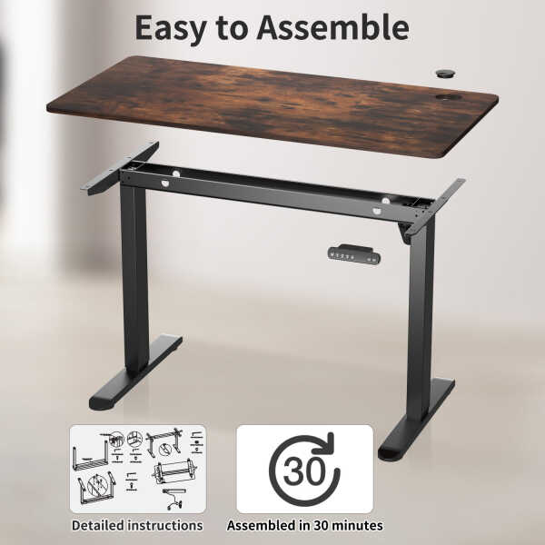 AIMEZO Electric Standing Desk, 48 x 24 inch Adjustable Height Desk with Whole-Piece Tabletop, Stand up Desk for Home Office