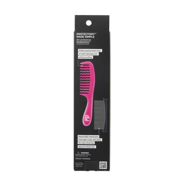 The Knot Dr. for Conair Double Detangler All Purpose Comb with Removable Metal Teeth, Pink