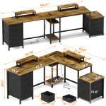 GIKPAL L Shaped Computer Desk, Reversible Gaming Desk with Drawers, Corner Desk with Storage Shelves & Monitor Stand, Home