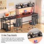 Homieasy L Shaped Desk with Power Outlet & USB Ports, 86.6'' Reversible L-Shaped Gaming Desk with Monitor Stand & LED Strip, 2