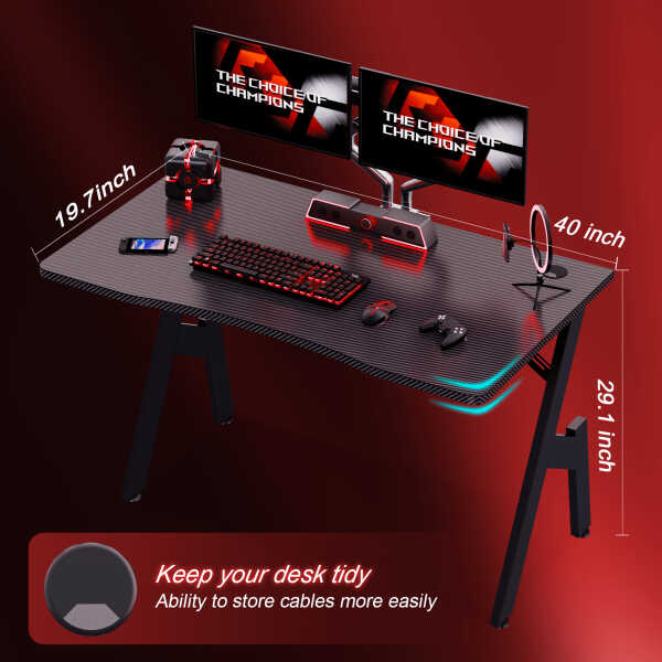 HLDIRECT 47 inch Gaming Desk, Ergonomic Gamer Table, Computer Table, Pc Workstation