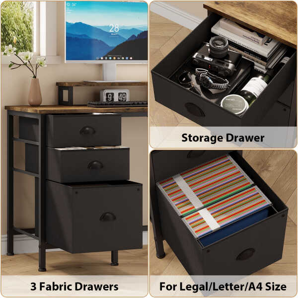 GIKPAL L Shaped Computer Desk, Reversible Gaming Desk with Drawers, Corner Desk with Storage Shelves & Monitor Stand, Home