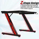 Homall 44 Inches Z-Shaped Gaming Desk Carbon Fiber Surface Desk with Cup Holder & Headphone Hook, Black